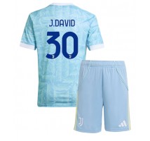 Juventus Jonathan David #30 Koszulka Wyjazdowa dzieci 2025-26 Krótki Rękaw (+ krótkie spodenki)